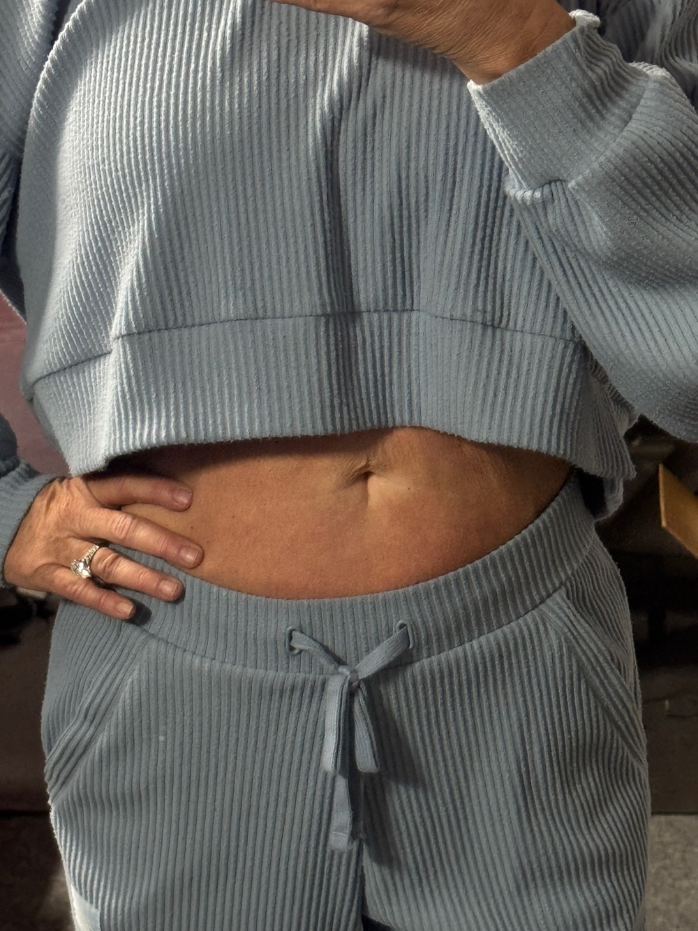 ALO Yoga Celestial Blue Ribbed Sweat Set - Picture 8 of 14